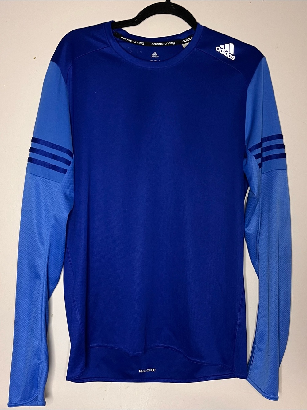 adidas Men’s Crewneck Long-Sleeve Training Top - Royal & Light Blue